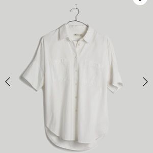 Madewell short sleeve white button down shirt